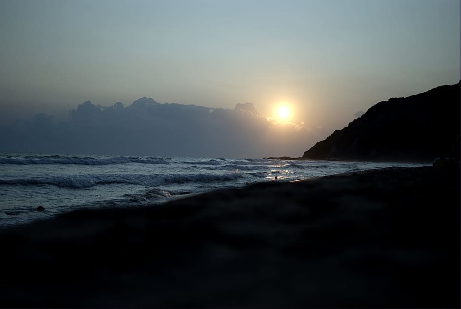 sunset, beach, beach sunset, water, summer, vacation, nature HD wallpaper