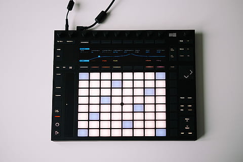 turned on digital launch pad, turned on drum machine on table HD wallpaper