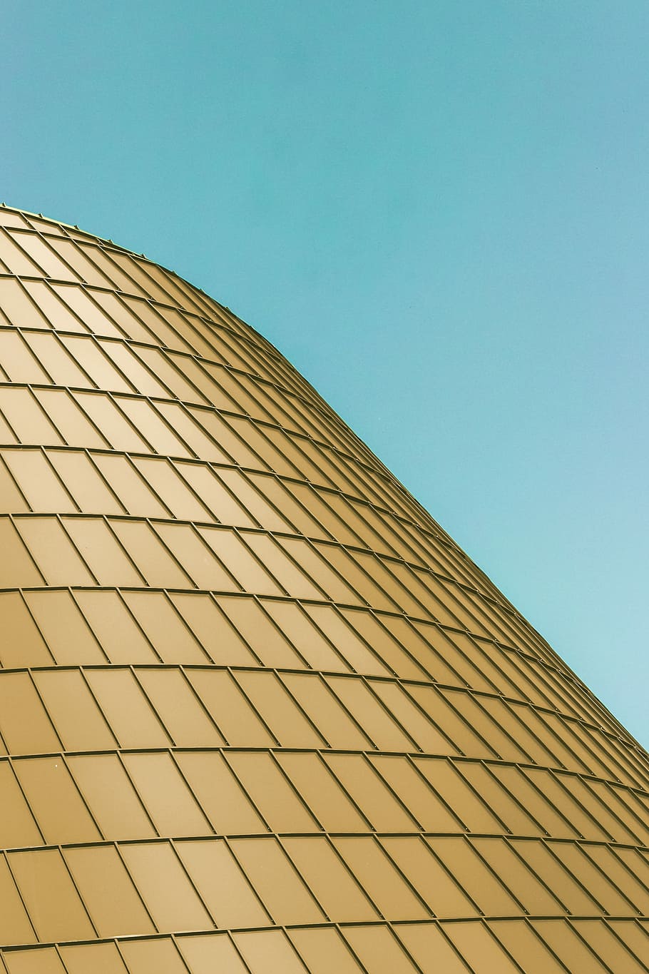 architectural photography of brown building, beige glass building HD wallpaper