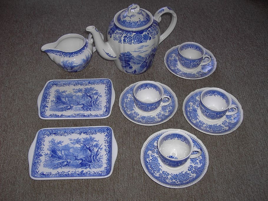tableware, coffee, blue, porcelain, plate, ceramic, dinnerware HD wallpaper