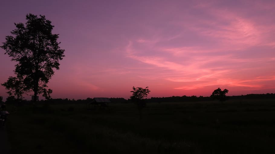 clouds, countryside, cropland, dawn, dusk, evening, farm, farmland HD wallpaper