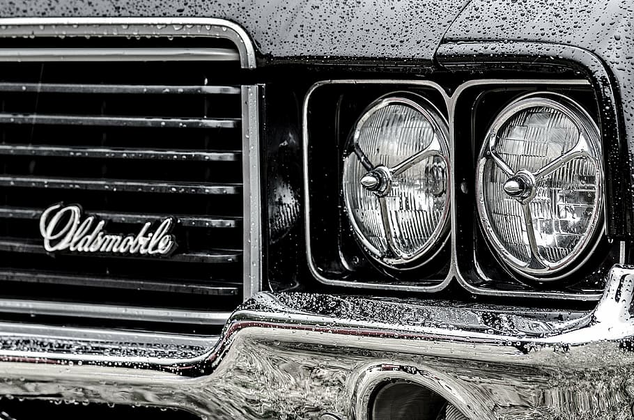 black Oldsmobile grille, car, front light, vehicle, transport, HD wallpaper