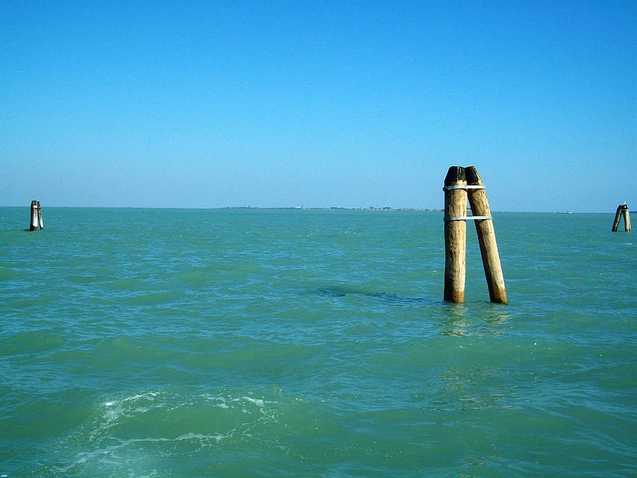 Sea, Columns, Water, Nature, summer, view, ocean, blue, coast HD wallpaper