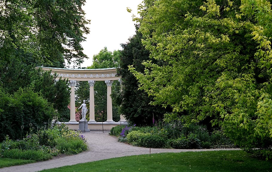 park, column, statue, venus, mythological, ancient, history HD wallpaper
