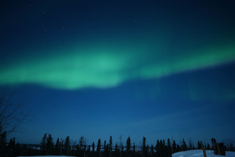 Canada, Aurora, Yellowknife, nature, winter, sky, blue, landscape HD wallpaper