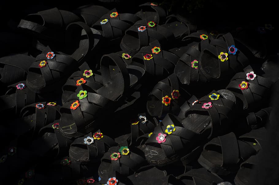 peru, cusco, flip flops, black color, no people, high angle view HD wallpaper