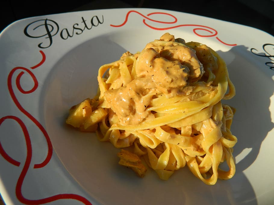 tuna, curry, dinner, pasta, food, italian, cuisine, linguinni HD wallpaper