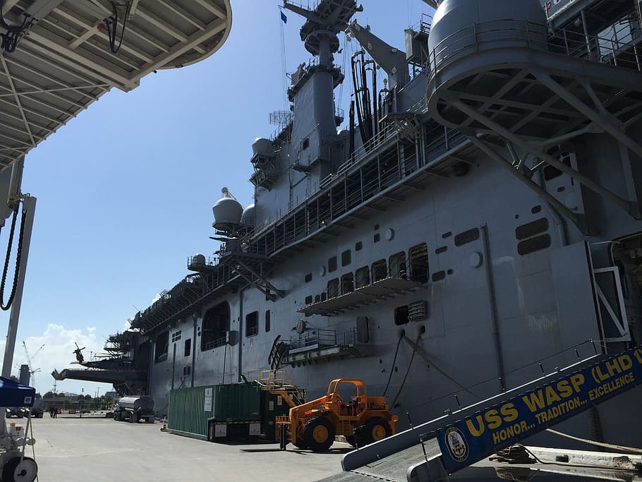 wasp, docked, navy, built structure, architecture, building exterior HD wallpaper