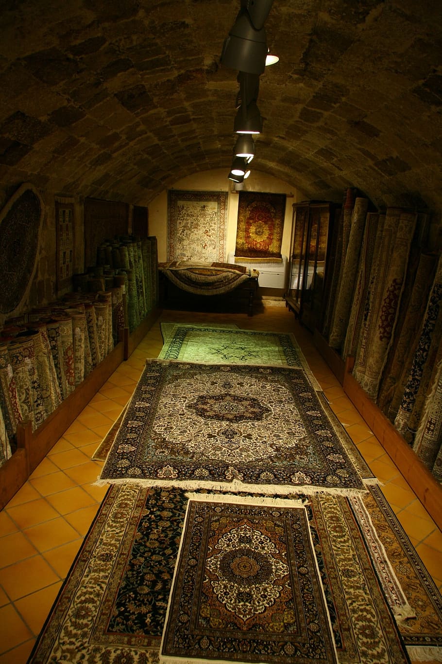 assorted-color Persian rug lot inside room, rugs, carpets, market, HD wallpaper