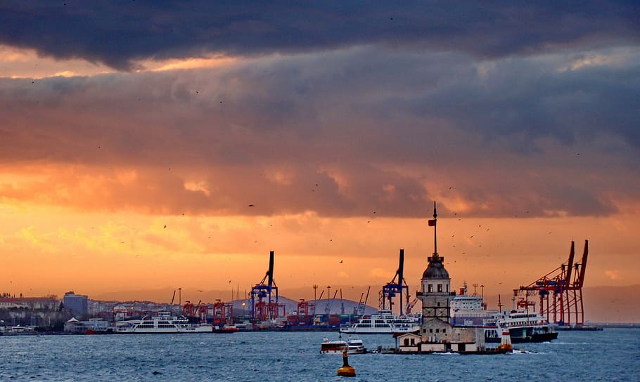 Turkey, Bosphorus, Strait, Istanbul, bridge, channel, ship, HD wallpaper