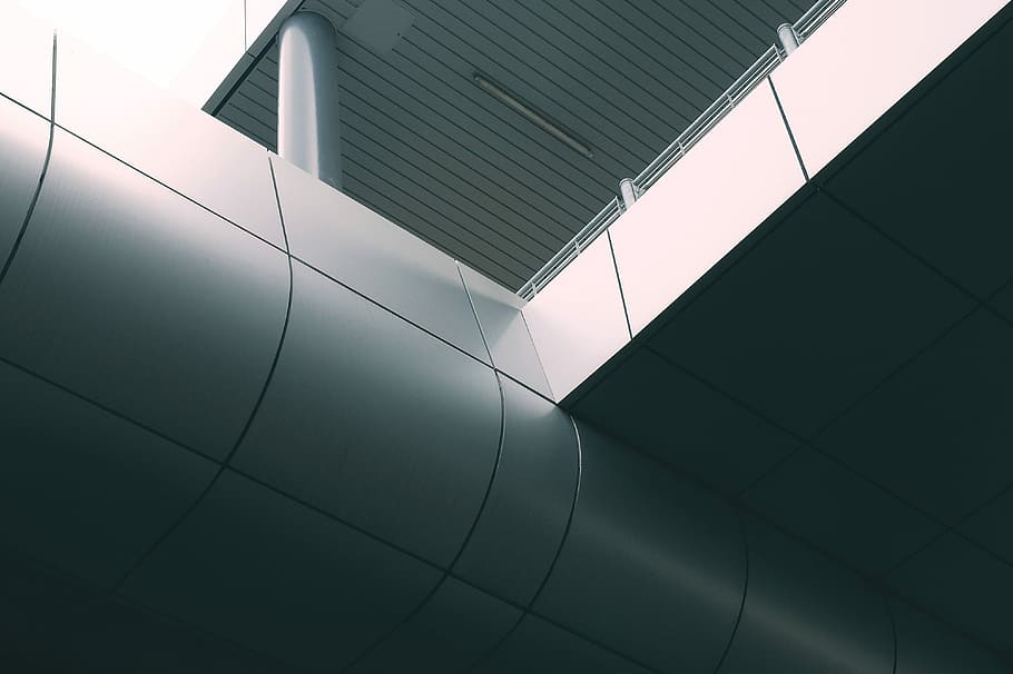 gray concrete terrace, architectural photography of gray building HD wallpaper