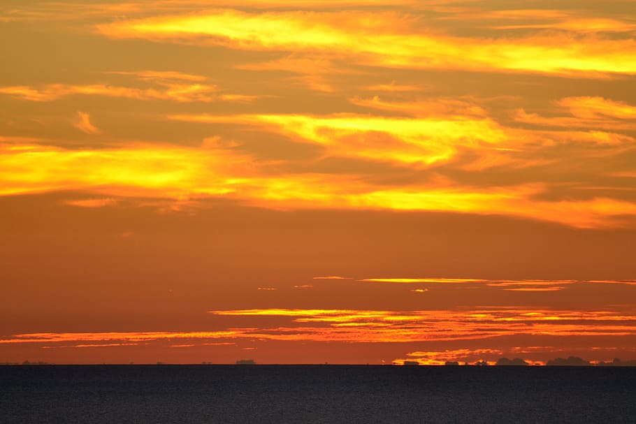 Sky, Clouds, Sunrise, Sea, Spain, red, nature, scenic, sunset HD wallpaper