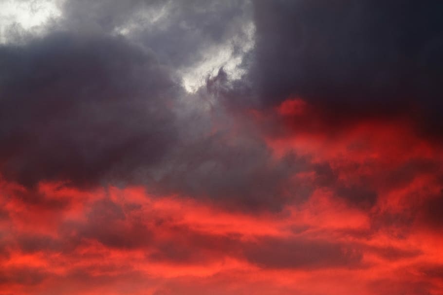 red and gray sky, clody sky, dusk, dawn, cloud, cloudscape, cloud - sky, HD wallpaper