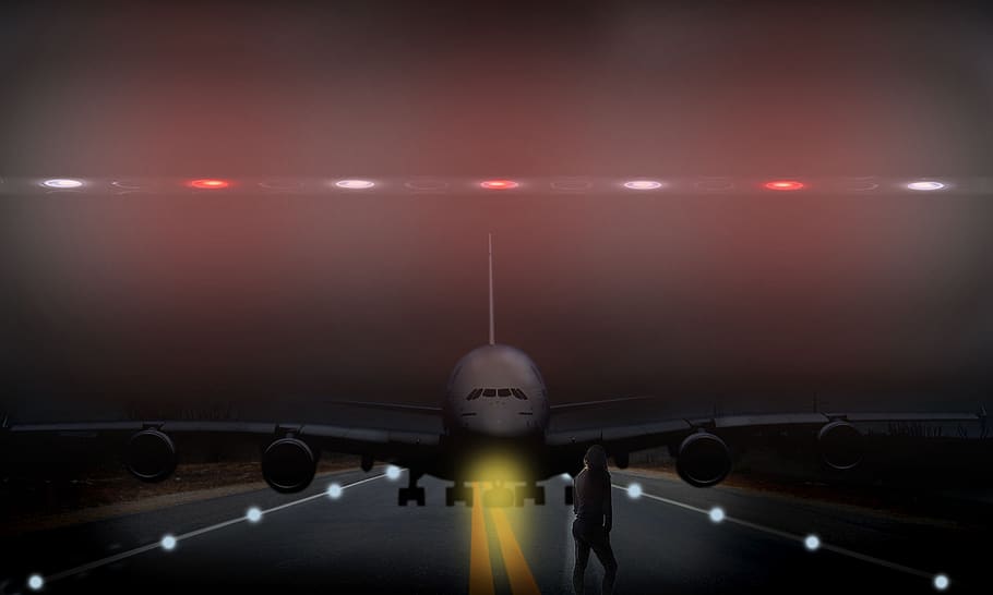 plane, landing, dark, transportation, airplane, air vehicle HD wallpaper