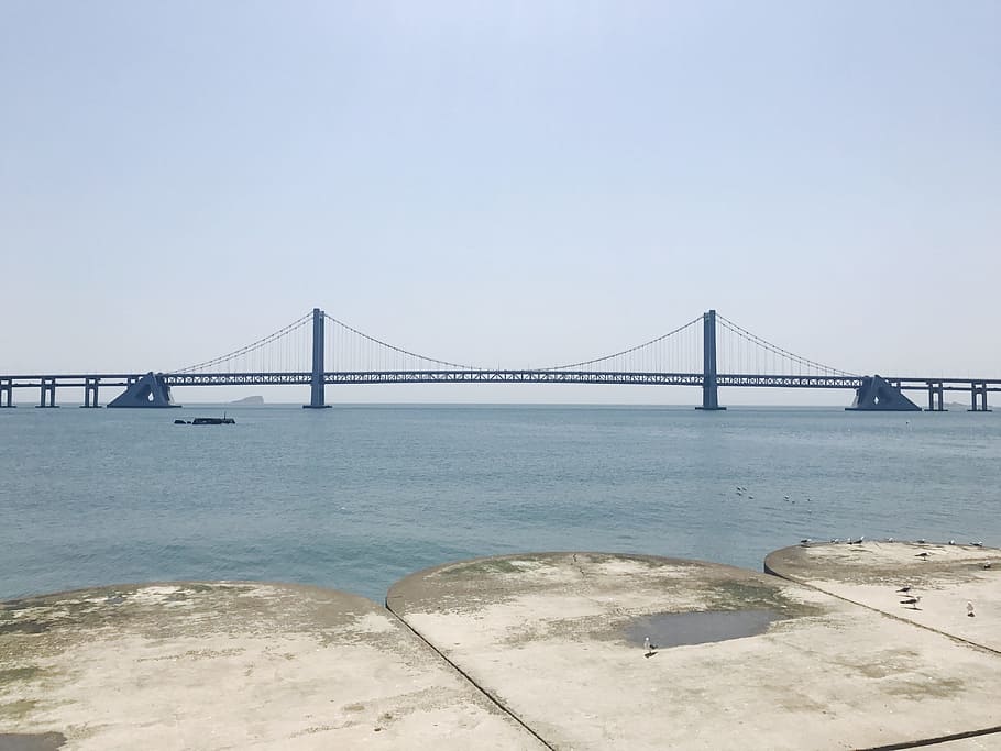 dalian, the sea, bridge, water, bridge - man made structure, HD wallpaper