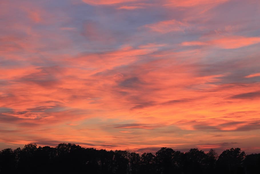 afterglow, cloud mood, clouds, sky, landscape, summer, nature HD wallpaper
