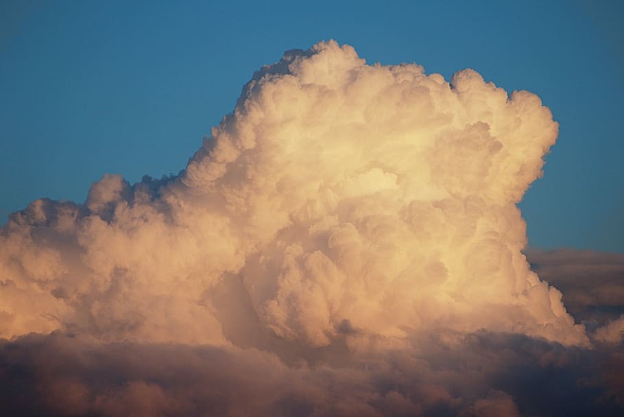 cloud, cloud mountain, cumulus, nature, sky, evening, dusk HD wallpaper