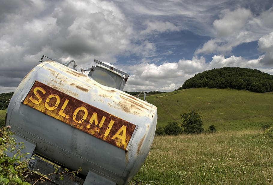 water tank, grass, fields, sky, clouds, rural, country, cloud - sky HD wallpaper