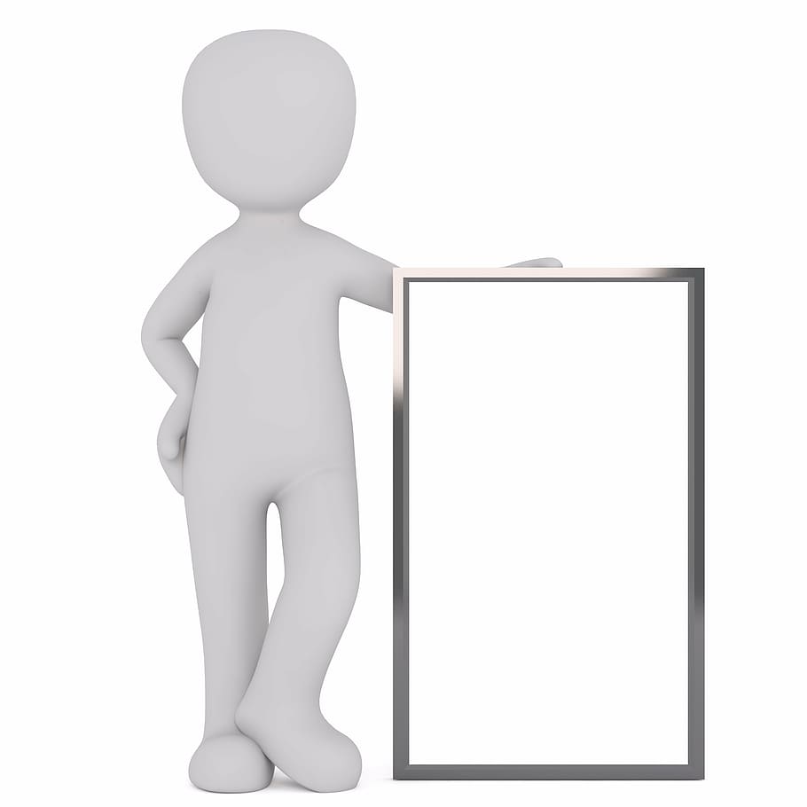 person illustration holding rectangular gray frame, males, 3d model HD wallpaper