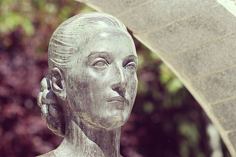 woman statue, sculpture, bust, bronze, eva peron, museum, park HD wallpaper