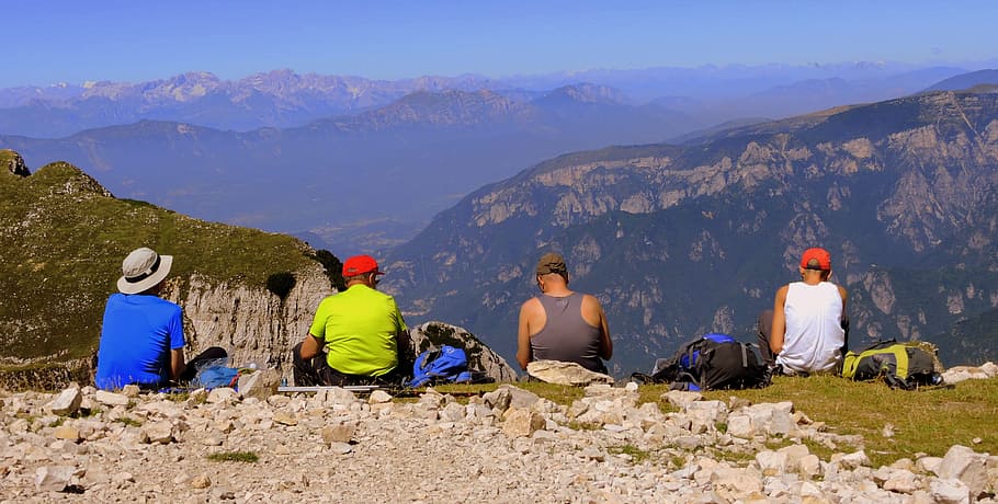 Rest, Pause, Landscape, Mountain, People, hiking, rear view HD wallpaper