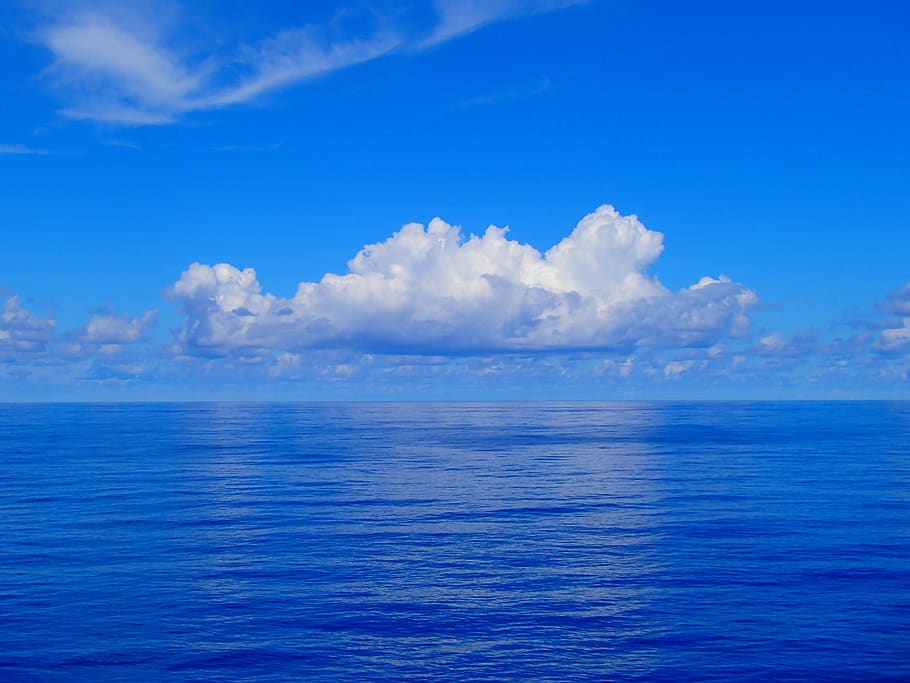 ocean, cloud, blue, sky, reflection, sea, scenics - nature HD wallpaper