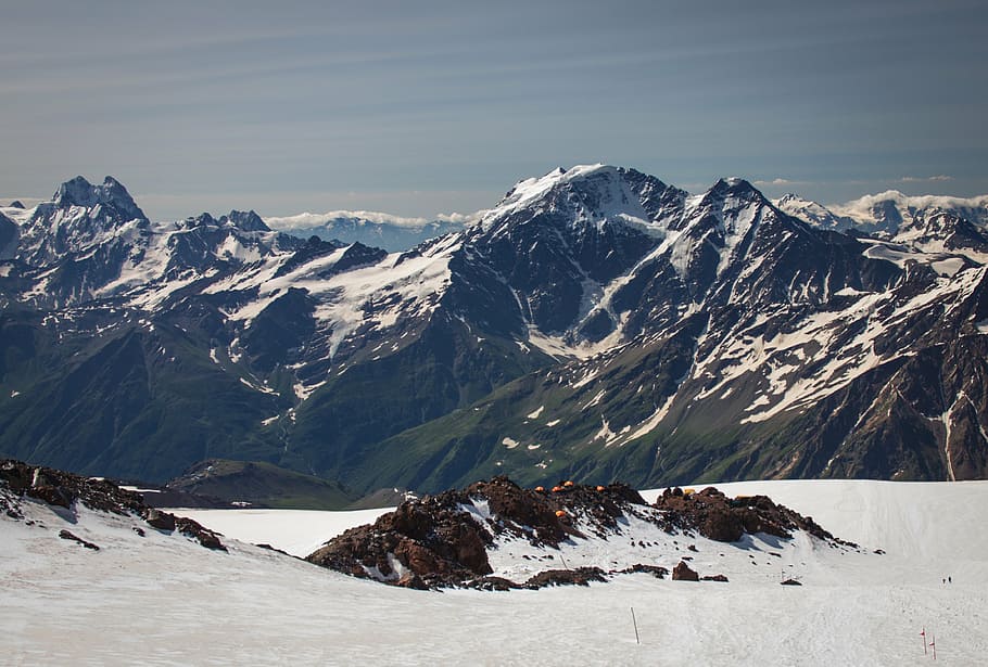 babis, glacier, mountains, elbrus, the caucasus, northern caucasus, HD wallpaper