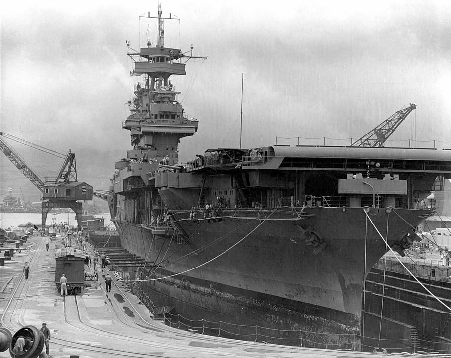 USS Yorktown at Pearl Harbor days before the battle during World War II