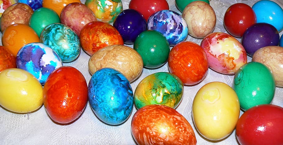 easter eggs, colorful, multi colored, food, large group of objects HD wallpaper