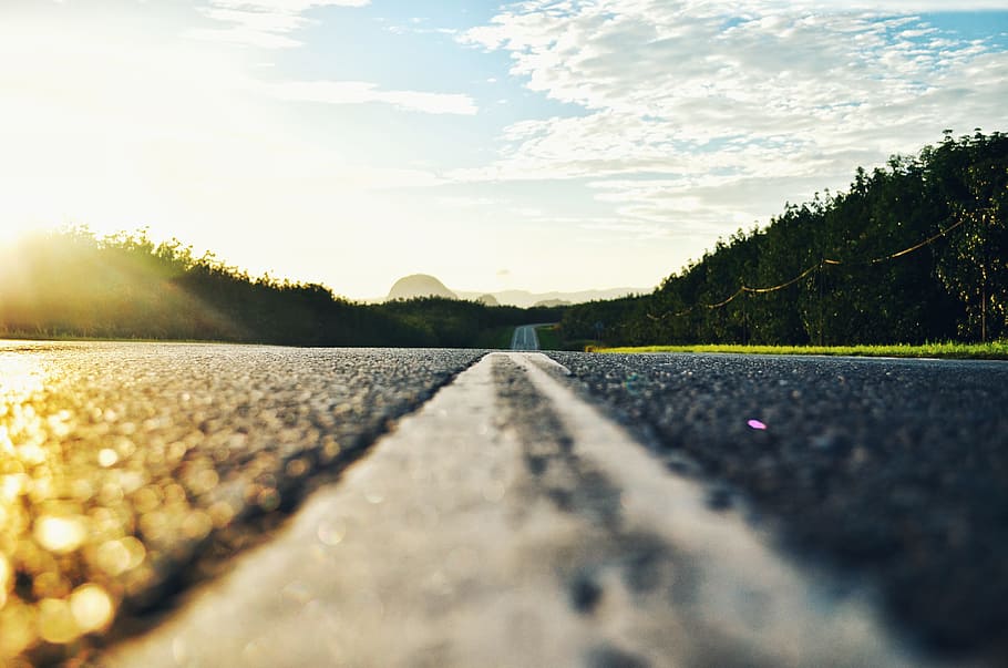 light, road, dawn, landscape, asphalt, cloud, color, field, guidance HD wallpaper