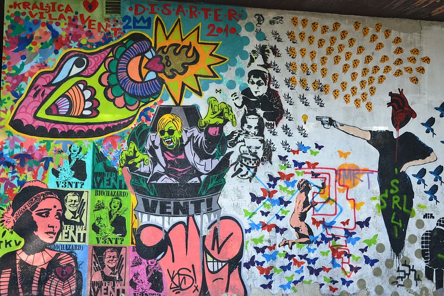 Graffiti, Vent, Grunge, Wall, urban, color, culture, spray, HD wallpaper