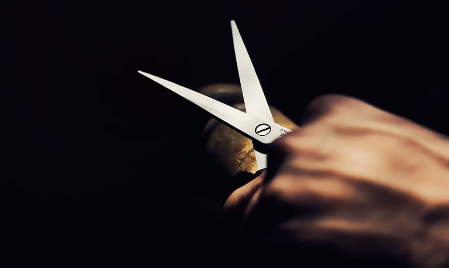 person holding scissor, hand, tool, cutting, sewing, human Hand HD wallpaper