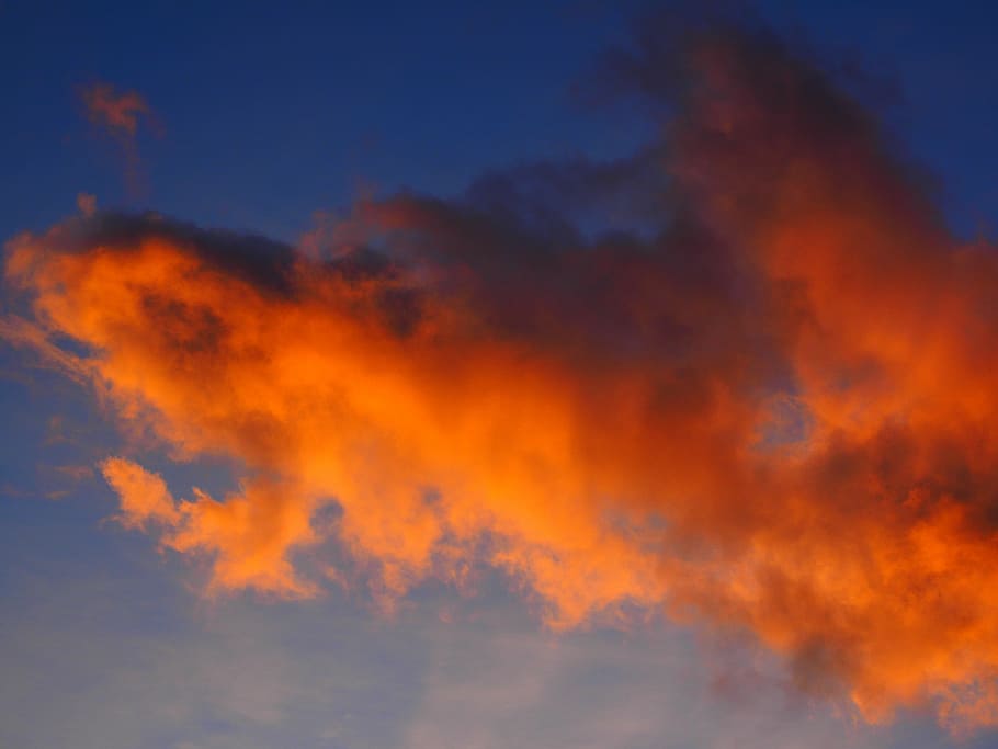 nimbus clouds, afterglow, red, sunset, sky, evening sky, clouds form HD wallpaper