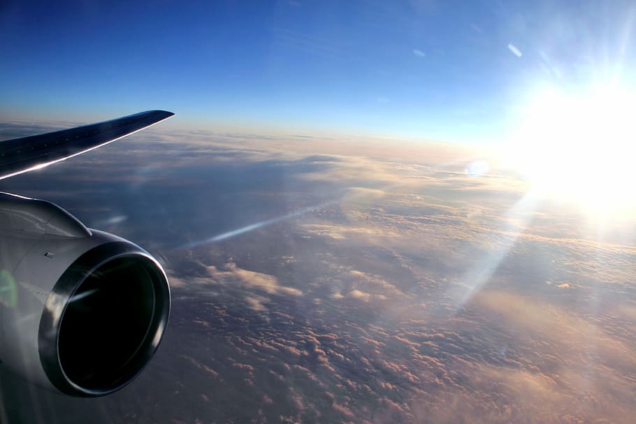 Plane, Propeller, Engine, Wing, the plane, sky, west, landscape HD wallpaper