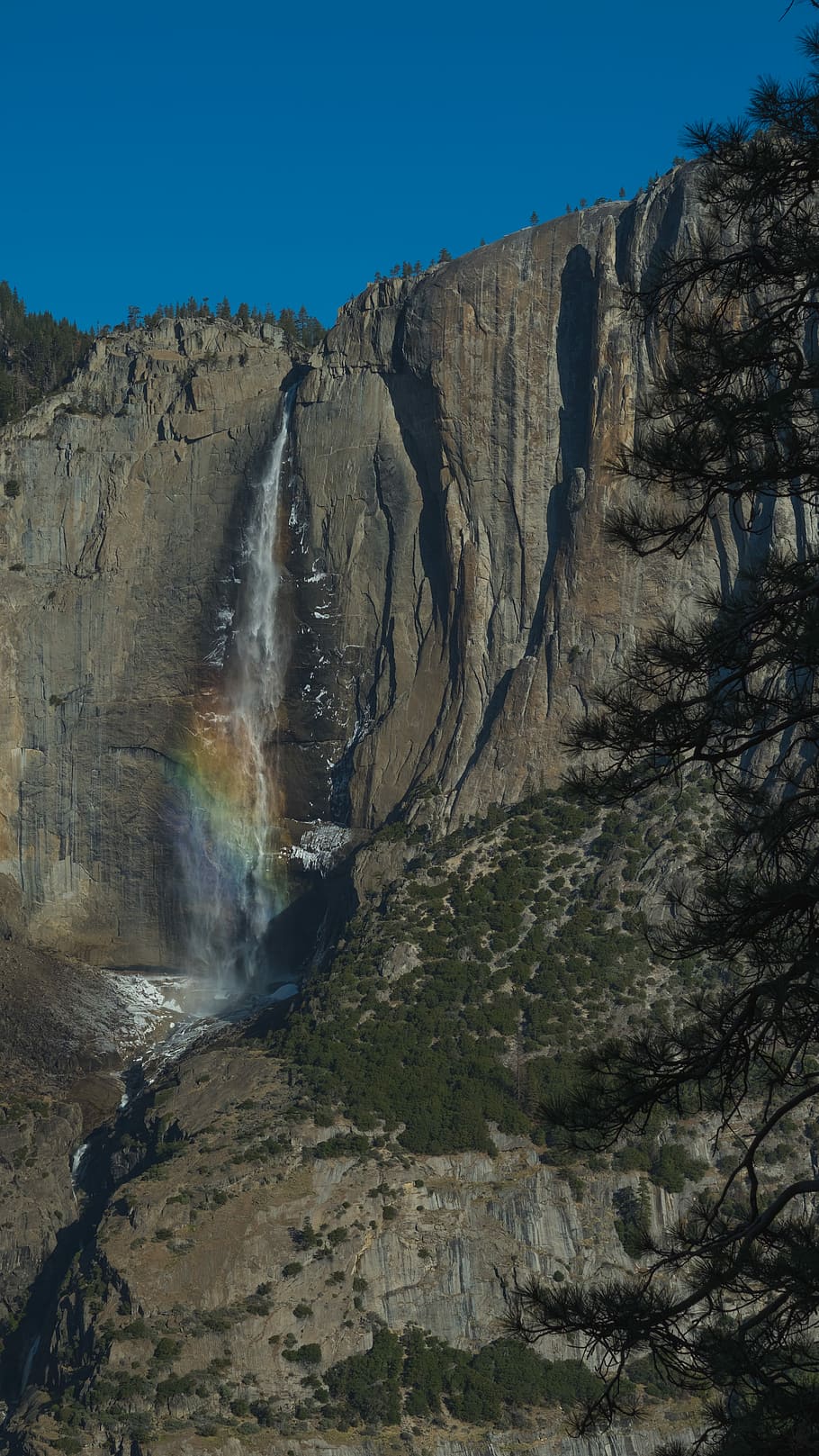 waterfalls during daytime, brown waterfalls at daytime, mountain HD wallpaper