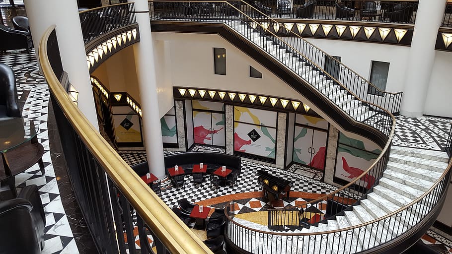 berlin, friedrichstraße, passages, staircase, architecture HD wallpaper