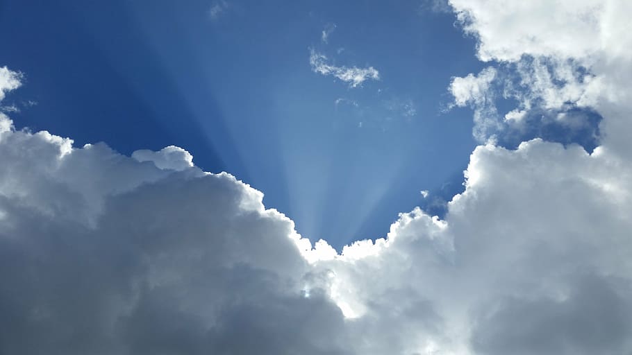 blue and cloudy sky at daytime, clouds, environment, fluffy HD wallpaper