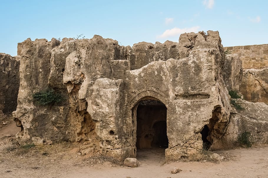 photo of brown cave, cyprus, paphos, tombs of the kings, archaeology, HD wallpaper