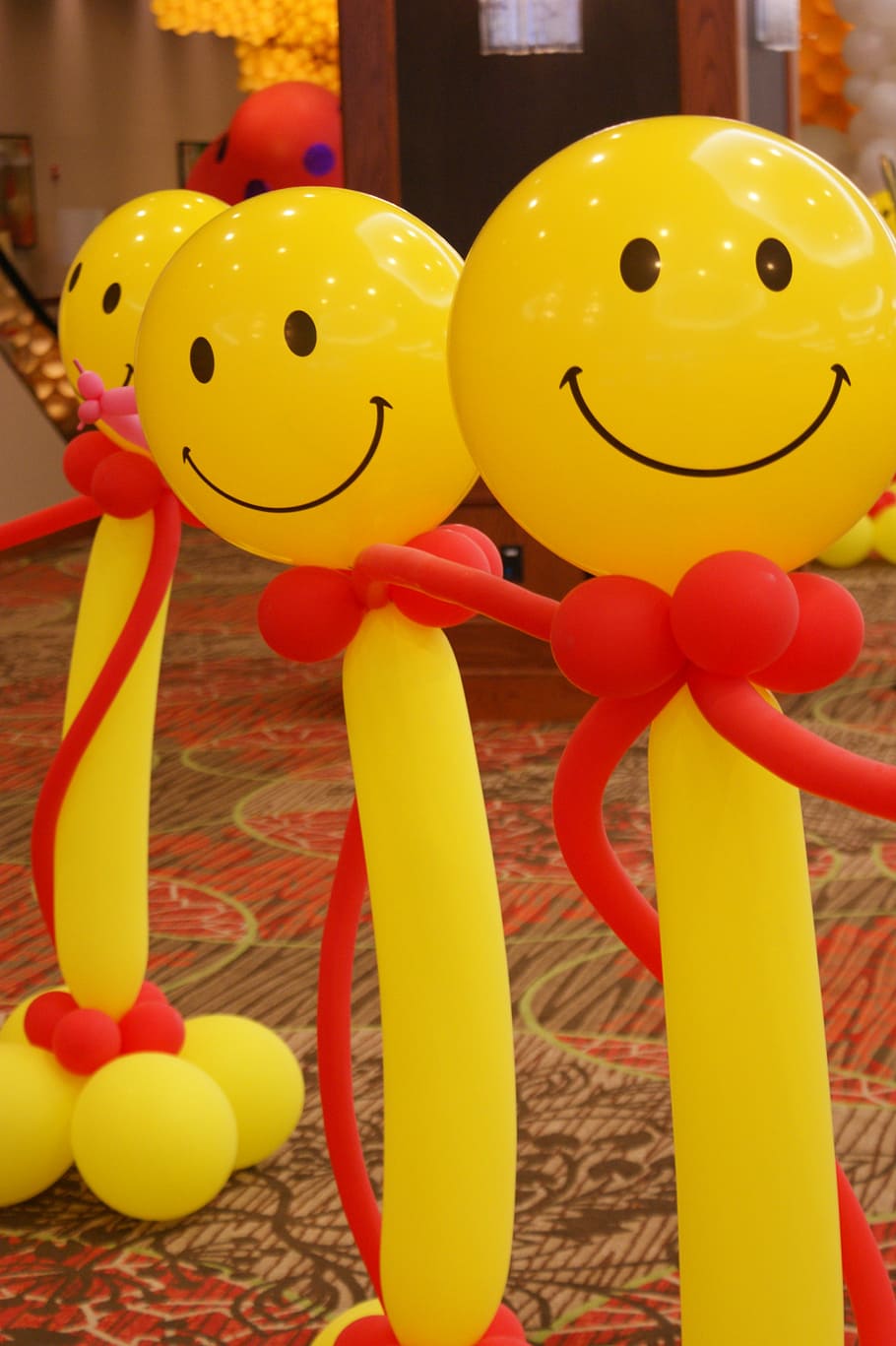 balloons, happy, smiley, faces, smiling, yellow, round, cute, HD wallpaper
