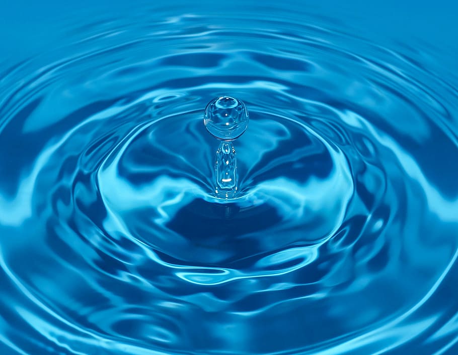 blue body of water, waterdrop, aqua, macro, close up, droplet HD wallpaper