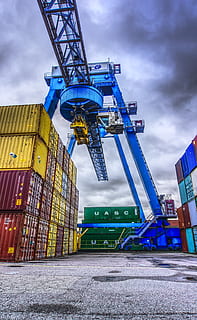 container, port, loading, stacked, container terminal, container handling HD wallpaper