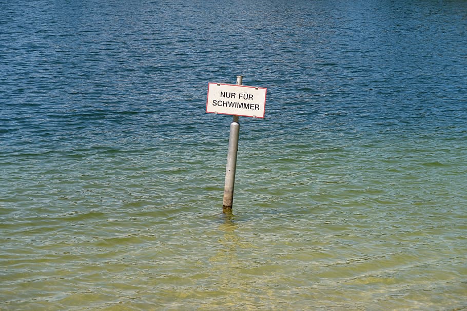Lake, Board, Warning, Sign, Note, only for swimmers, shield, HD wallpaper