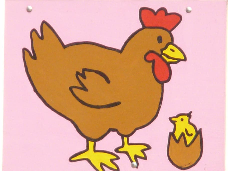 brown rooster painting, chicken, chicks, comic, figure, image HD wallpaper