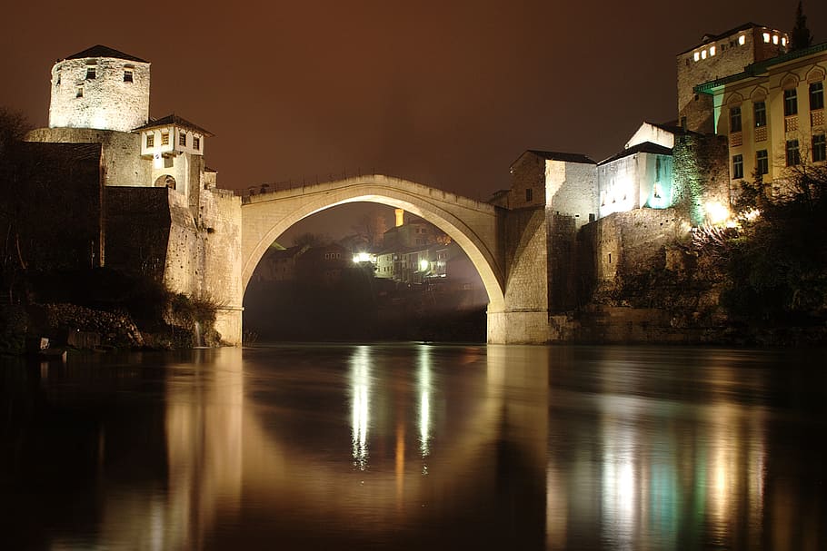 photography of bridge under calm body of water, bosnia and herzegovina, HD wallpaper