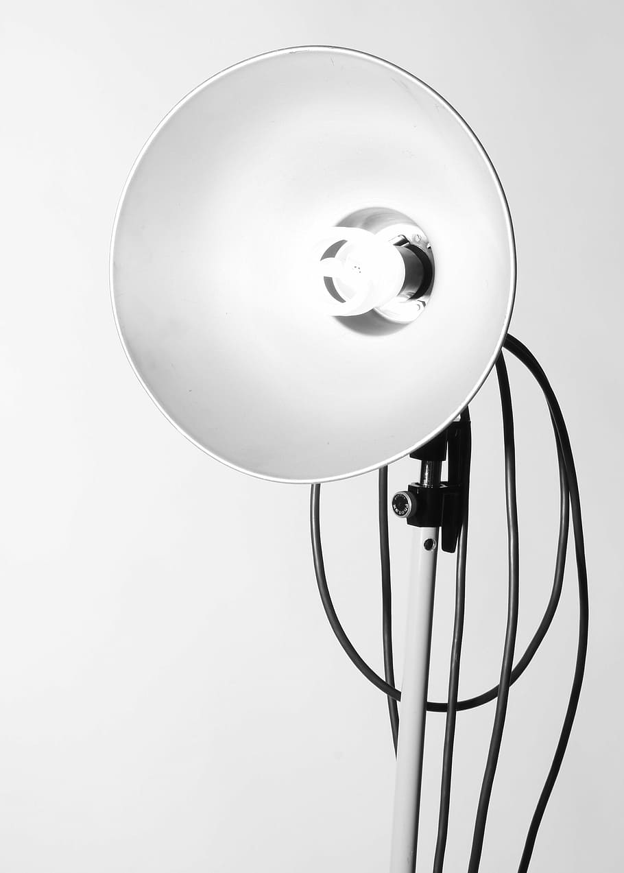 lamp, black white, vertical, studio shot, no people, technology HD wallpaper