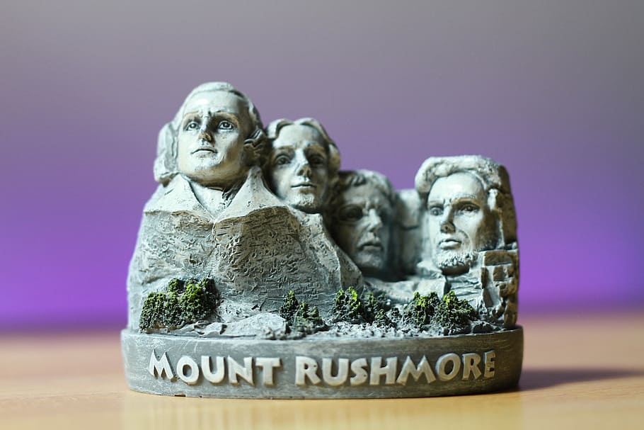 Rushmore souvenir, close-up photo of Mount Rushmore scale model