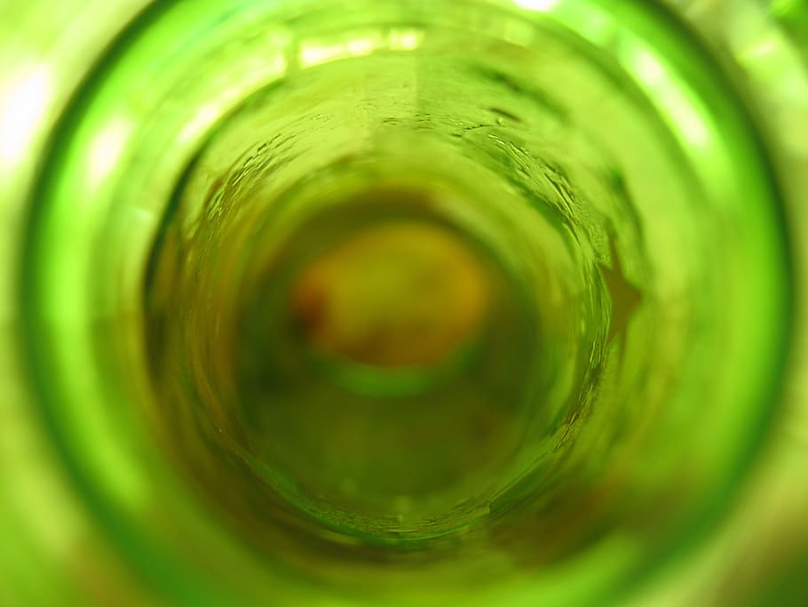 close-up photo of green glass bottle interior, Background, Abstract HD wallpaper
