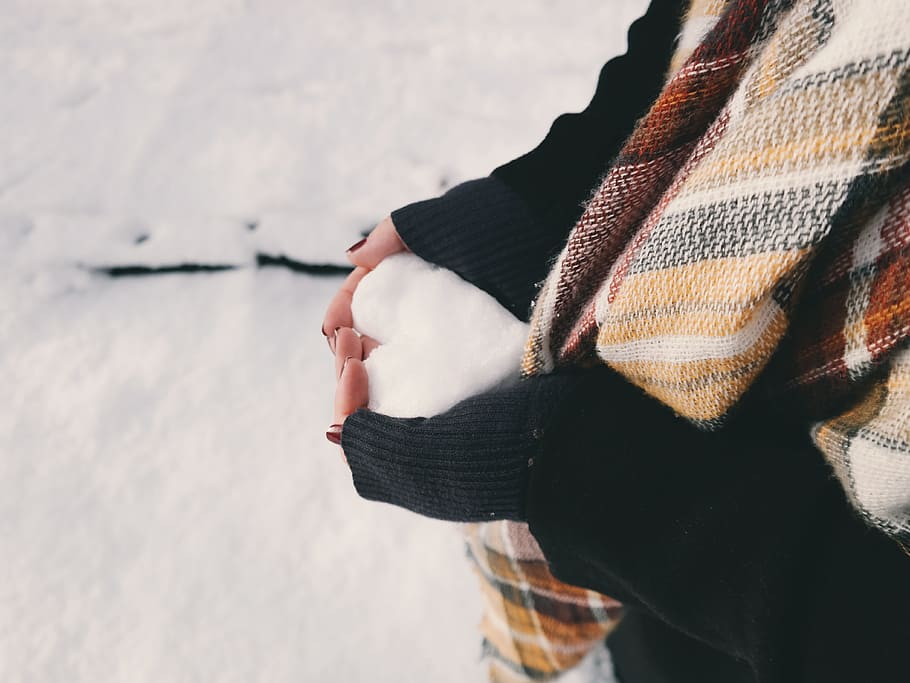 snow, winter, white, cold, weather, ice, nature, people, hand HD wallpaper