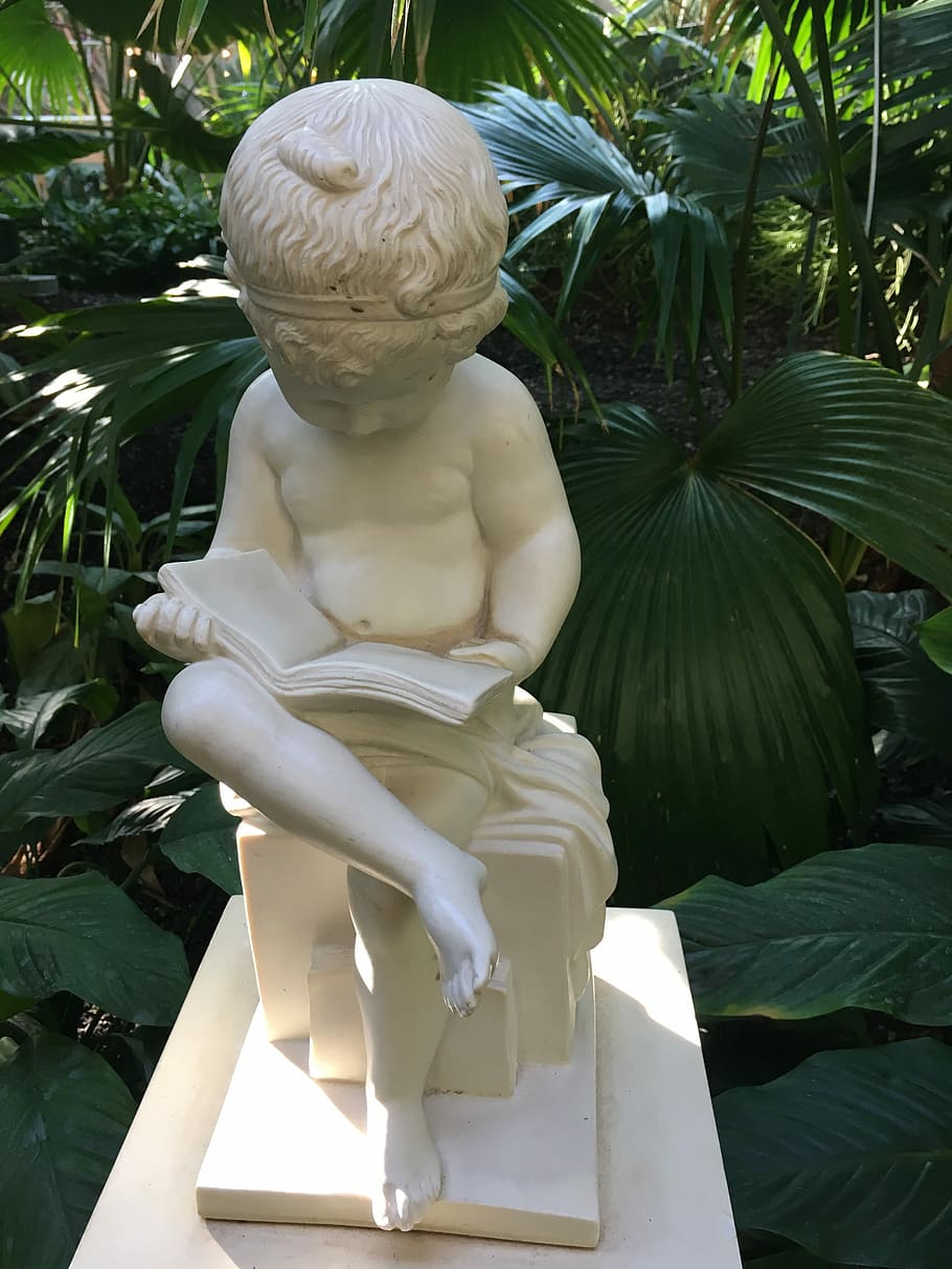 Reading, Sculpture, Book, Figure, garden, statue, no people HD wallpaper
