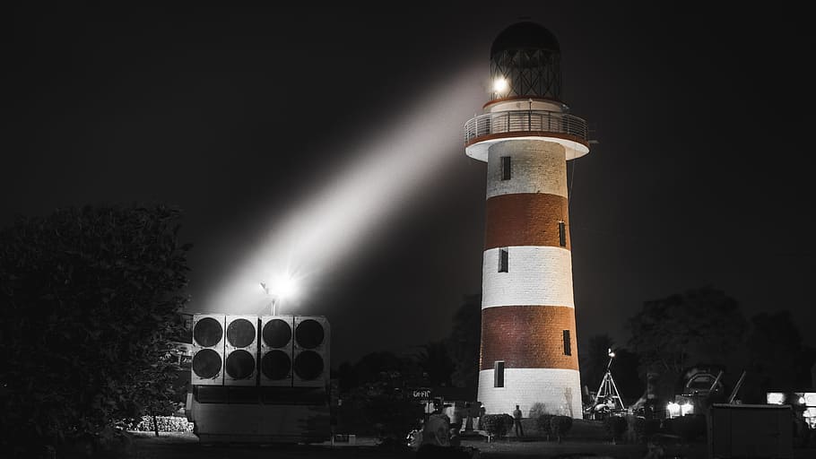lighthouse, night, military, coast, travel, beacon, tower, landmark HD wallpaper